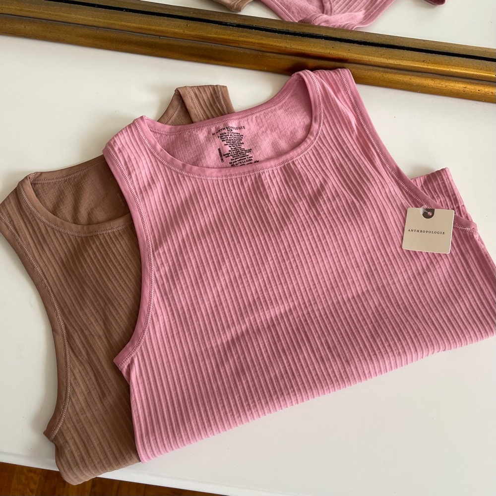 NWT Anthropologie ribbed tank top, size S/M, pink color
